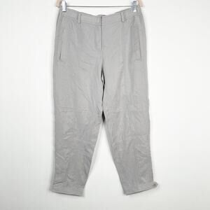 2/$30 Eileen Fisher Tapered Button Cuff Chino Pants Gray Seamed Pockets #6657